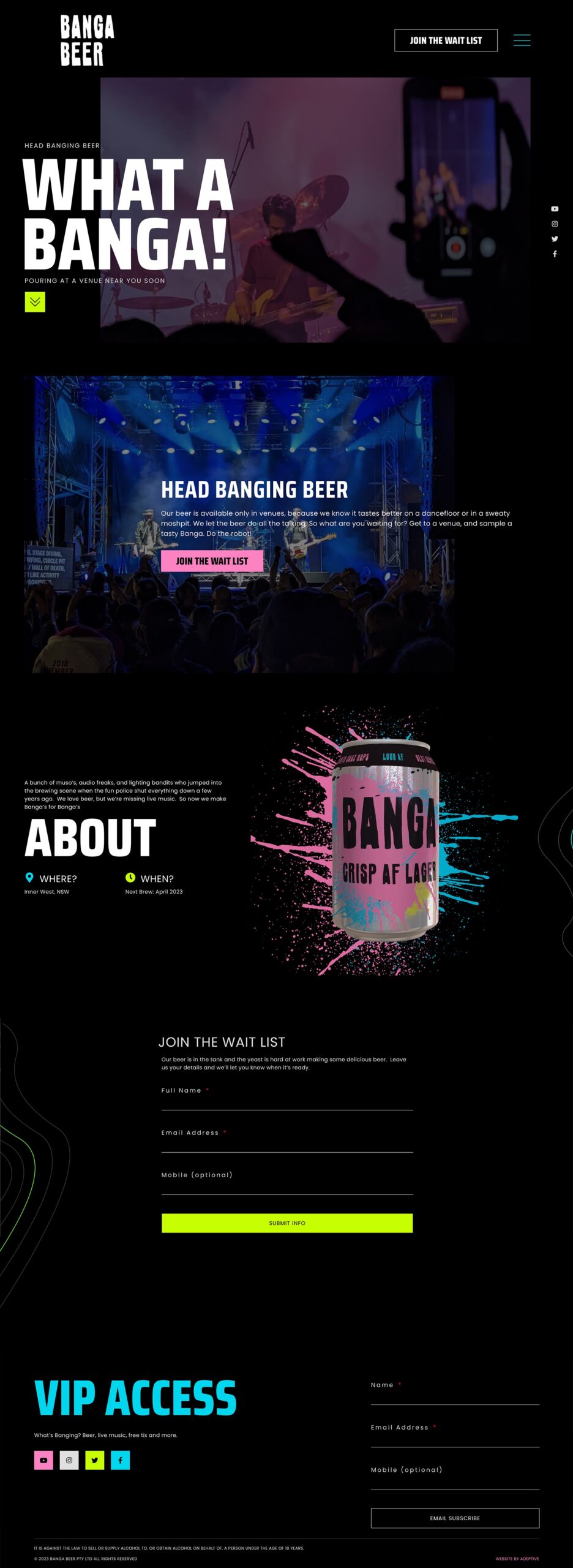 Banga Beer Web Design - Homepage March 2023- web