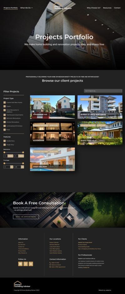 Home Building Advisor Design - Projects Portfolio